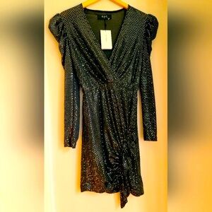 NWT SEQUIN OPT Sparkling long sleeves little black dress size XS